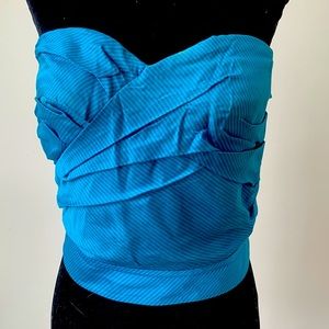 MARC BY MARC JACOBS Turquoise Silk Strapless Bustier Top